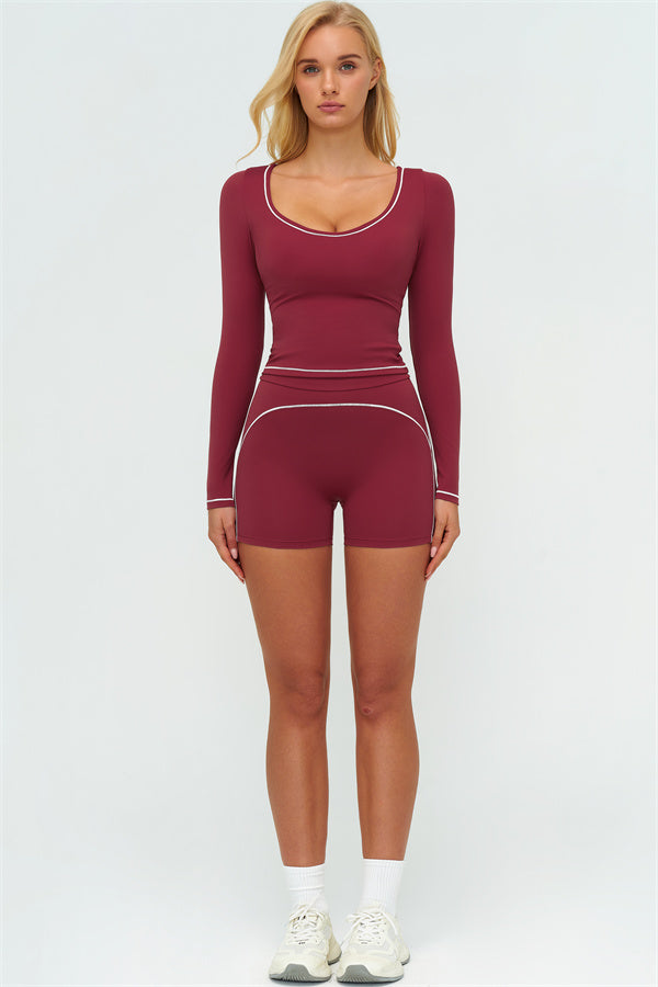 The Amara Long Sleeve T-shirt Shorts 2-Piece Set