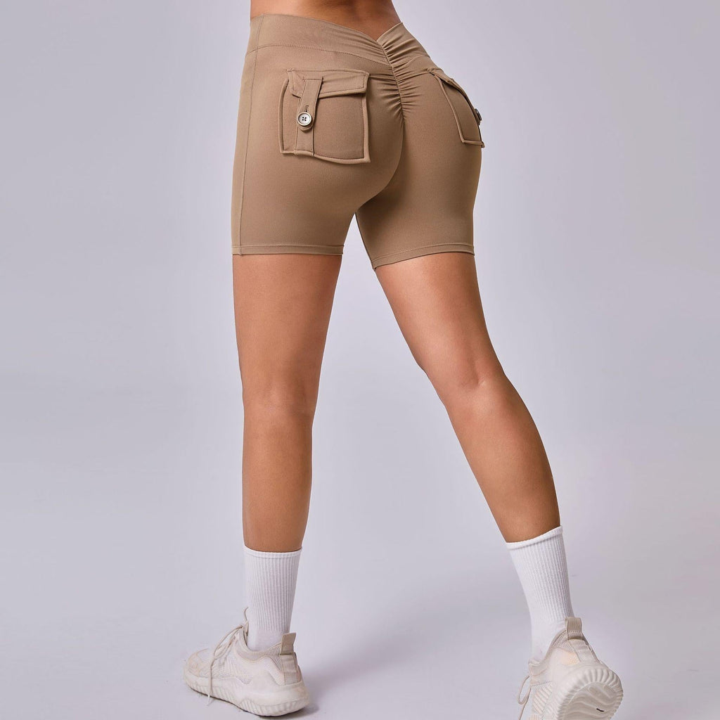 Winona Back Pockets Scrunch Shorts Coffee S