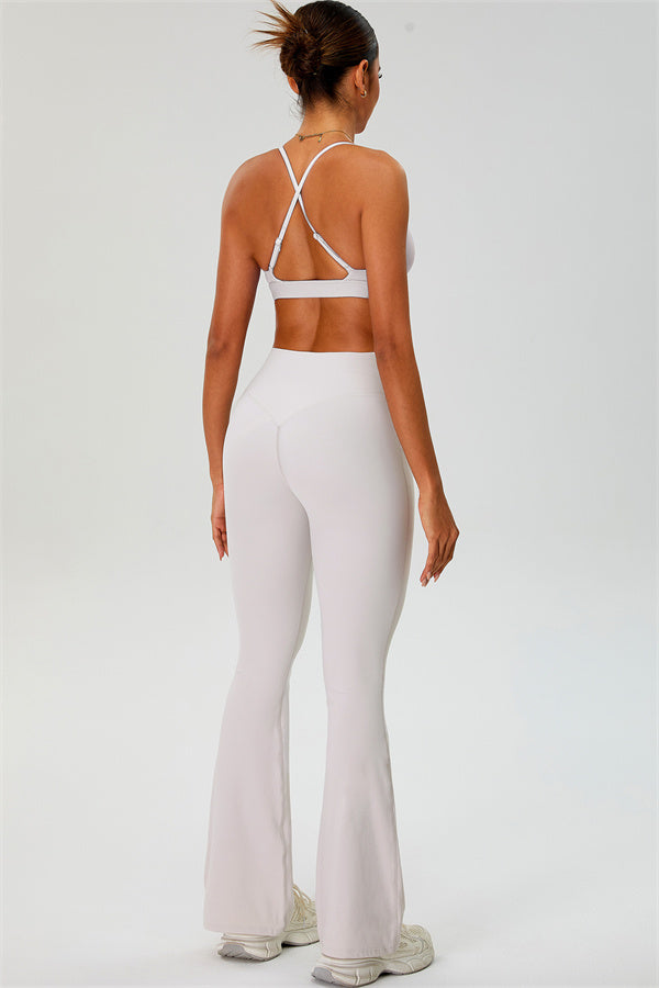 The Ember Sports Bra Crop Top Flared Leggings 3-Piece Set