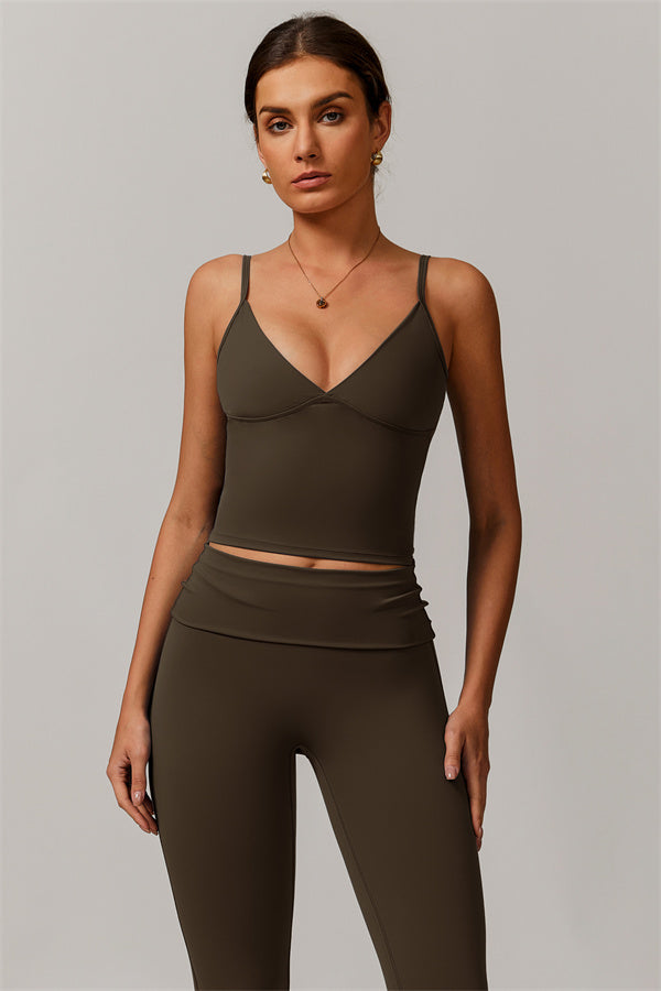 The Vigor Tank Top Leggings 2-Piece Set Taupe