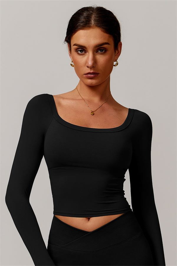 The Vivid Long Sleeve Crop Top Black