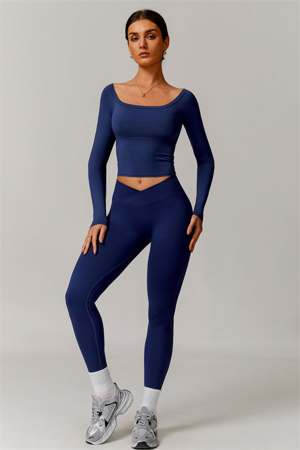 The Vivid Long Sleeve Crop Top Leggings 2-Piece Set