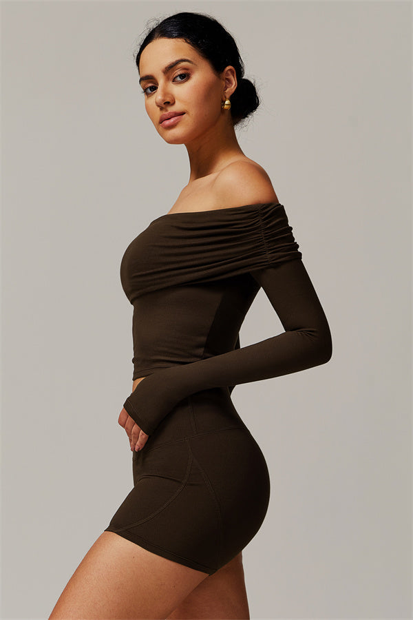 The Luxe Ruched Long Sleeve Off-Shoulder Top