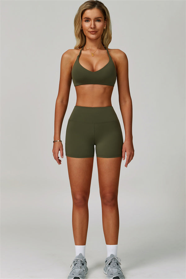The Bold Cross Back Sports Bra Shorts 2-Piece Set