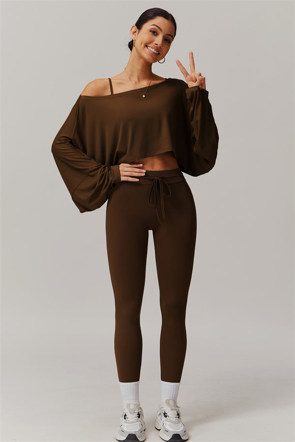 The Resonate Drift Cropped Pullover Leggings 2-Piece Set Taupe
