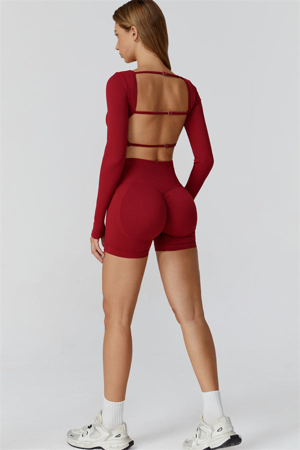 The Reign Long Sleeve Crop Top Shorts 2-Piece Set