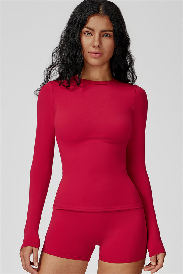 The Oasis Long Sleeve T-shirt Shorts 2-Piece Set Amaranth