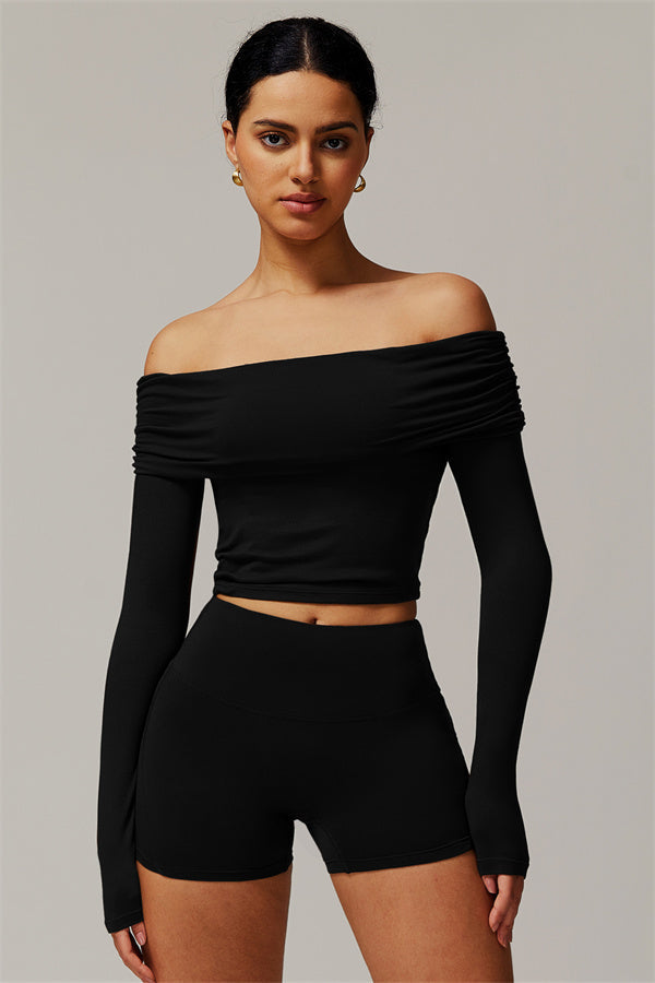 The Luxe Ruched Long Sleeve Off-Shoulder Top