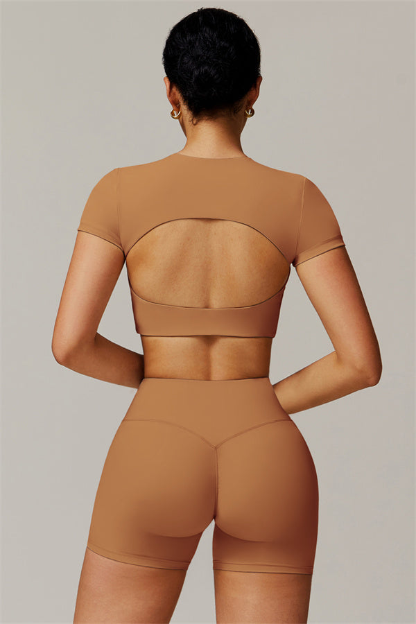 The Delicate Crop Top Shorts 2-Piece Set Burning Sand