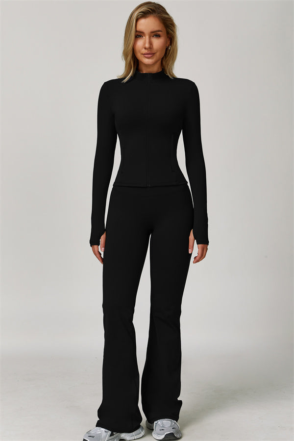 The Refresh Jacket Sports Bra Flared Leggings 3-Piece Set