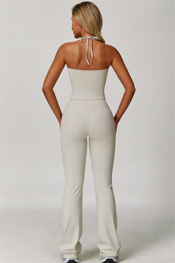 The Refresh Halter Crop Top Flared Leggings 2-Piece Set