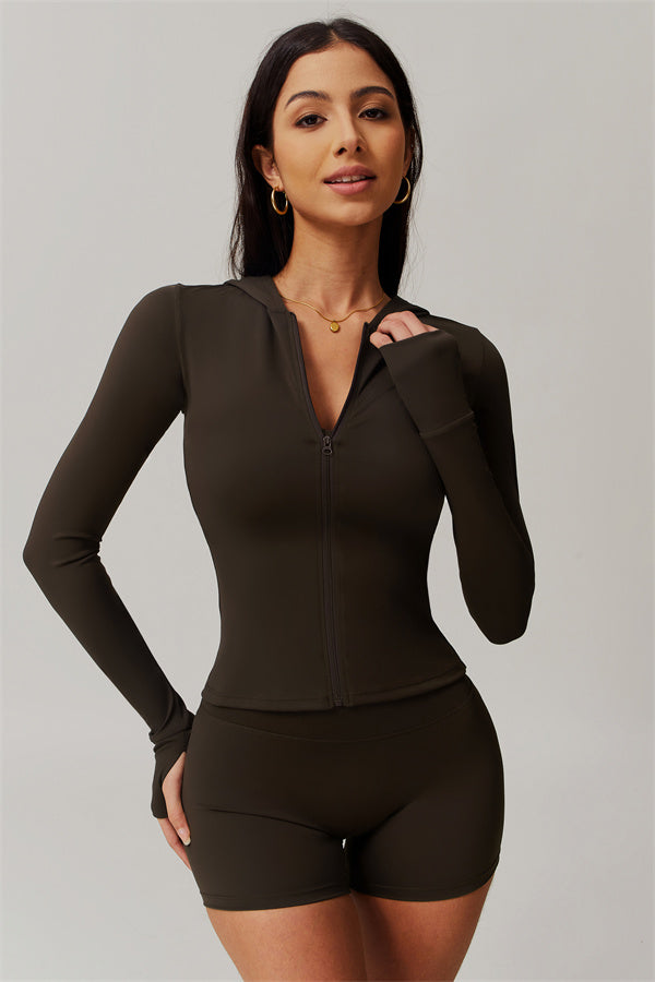 The Essence Hoodie Shorts 2-Piece Set Bistre