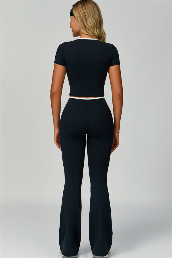 The Skyline Tie Top Flared Leggings Headband 3-Piece Set