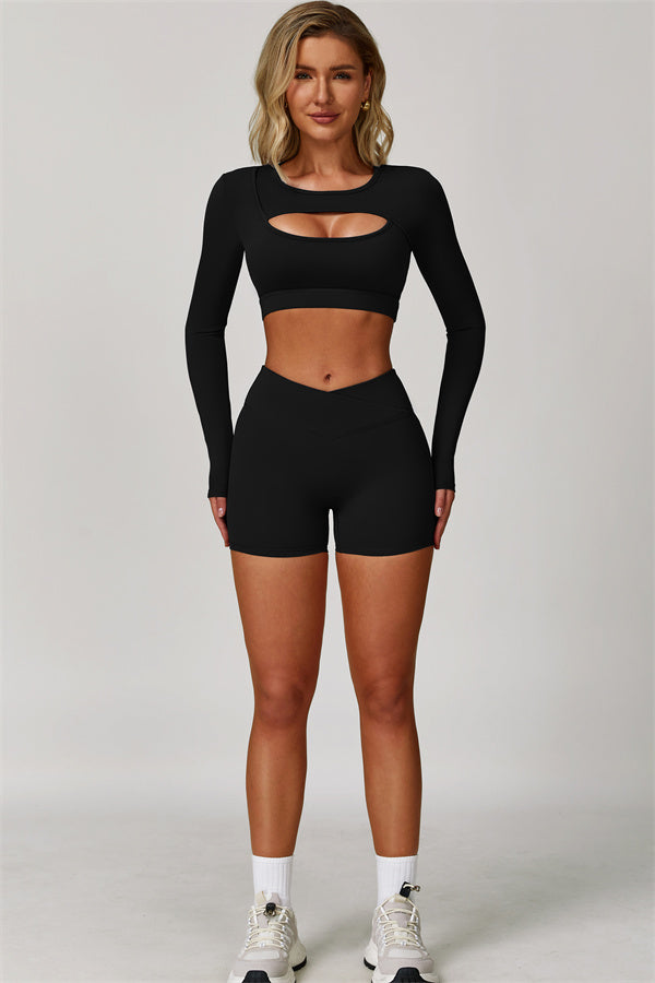 The Lavish Long Sleeve Cut-out Crop Top