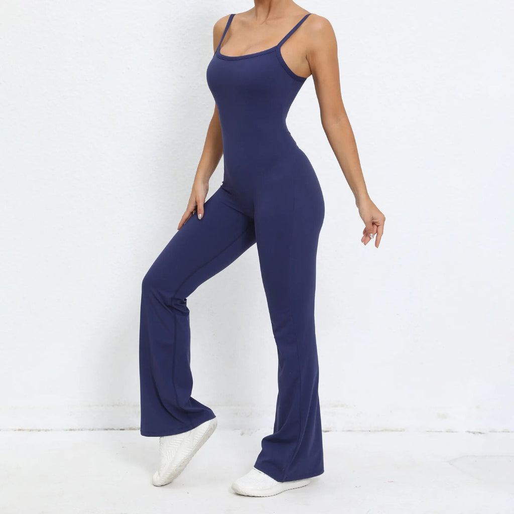 Essential Strappy Flared Jumpsuit Navy