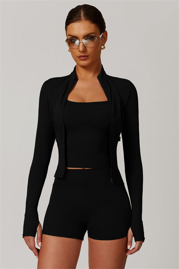 The Flourish Jacket Shorts 2-Piece Set Black