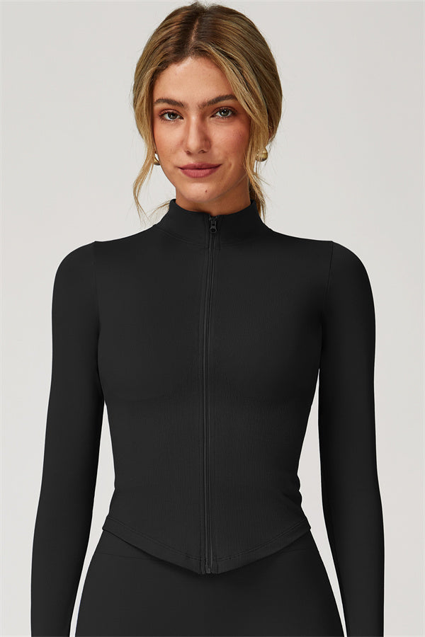 Blake Longsleeve Zip Top Black