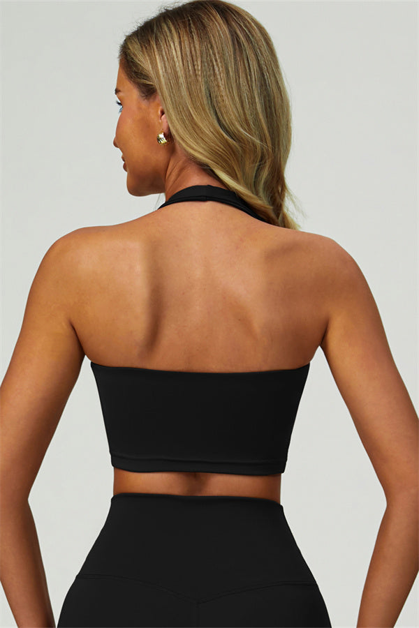 The Seraphine Halter Crop Top Black