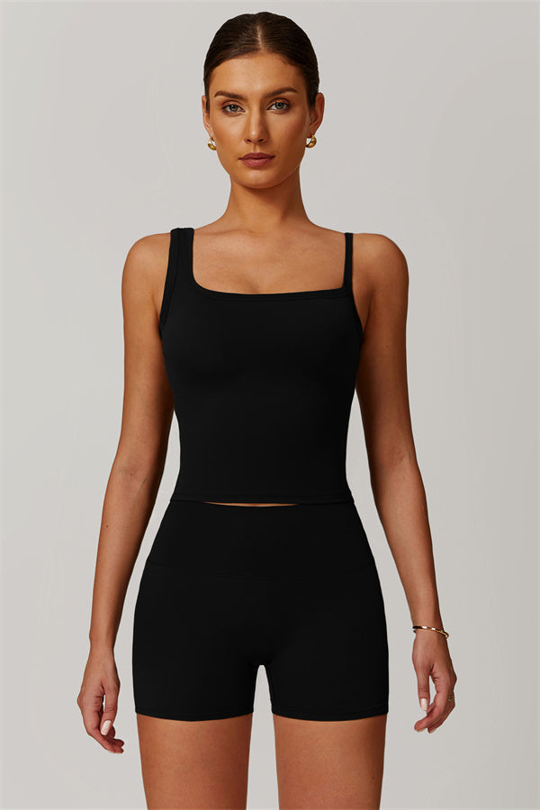 The Flourish Crop Top Shorts 2-Piece Set Black