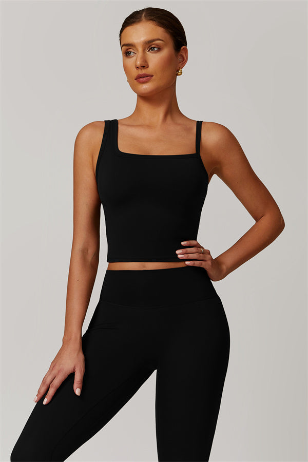 The Flourish Crop Top Leggings 2-Piece Set Black