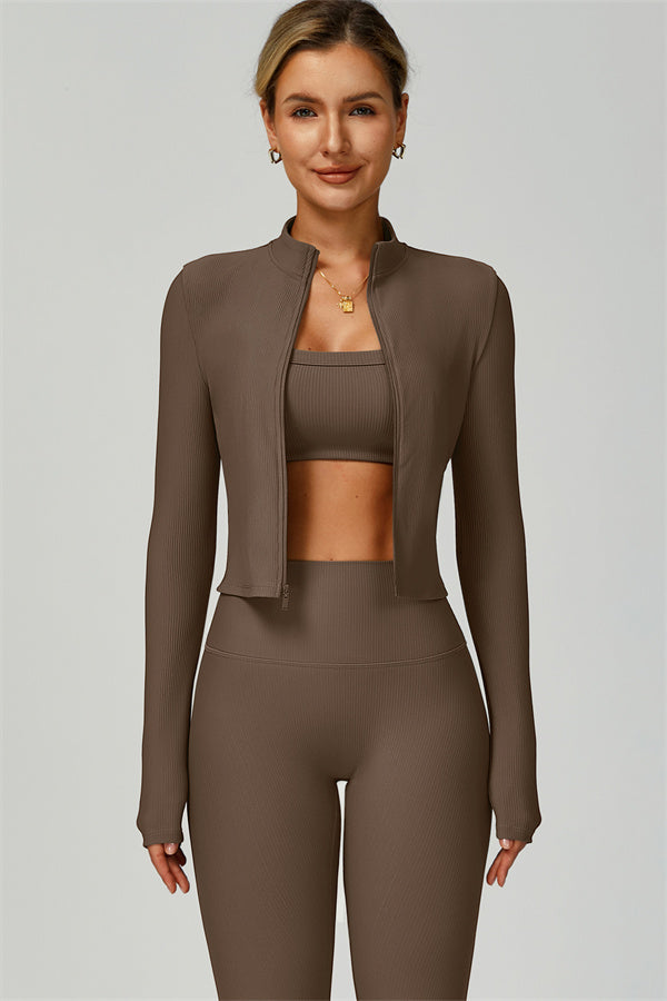 The Burst Jacket Sports Bra Leggings 3-Piece Set Ferra