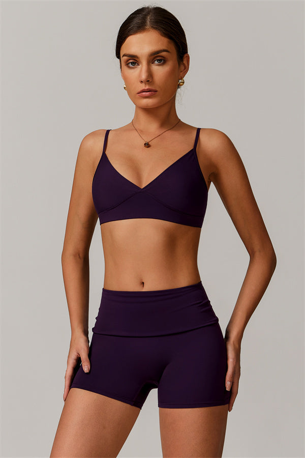 The Vigor Sports Bra Shorts 2-Piece Set Plum Purple