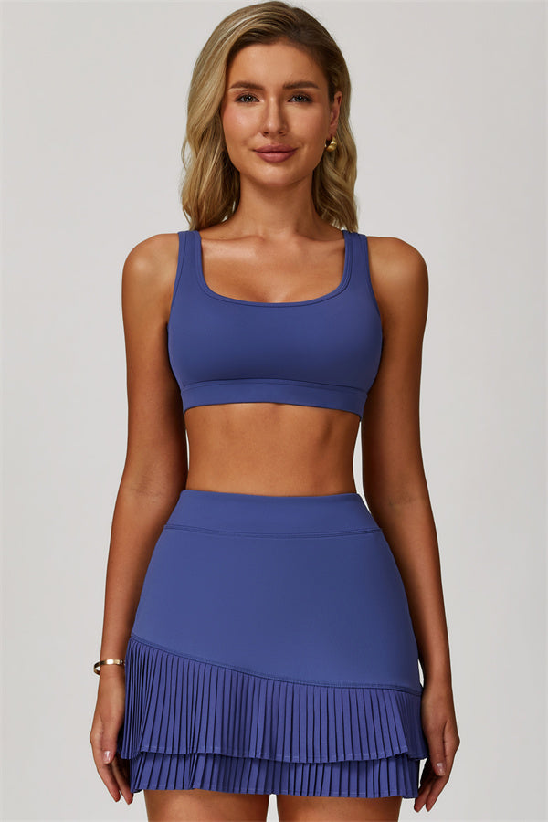 The Lavish Sports Bra Tennis Skirt 2-Piece Set Navy