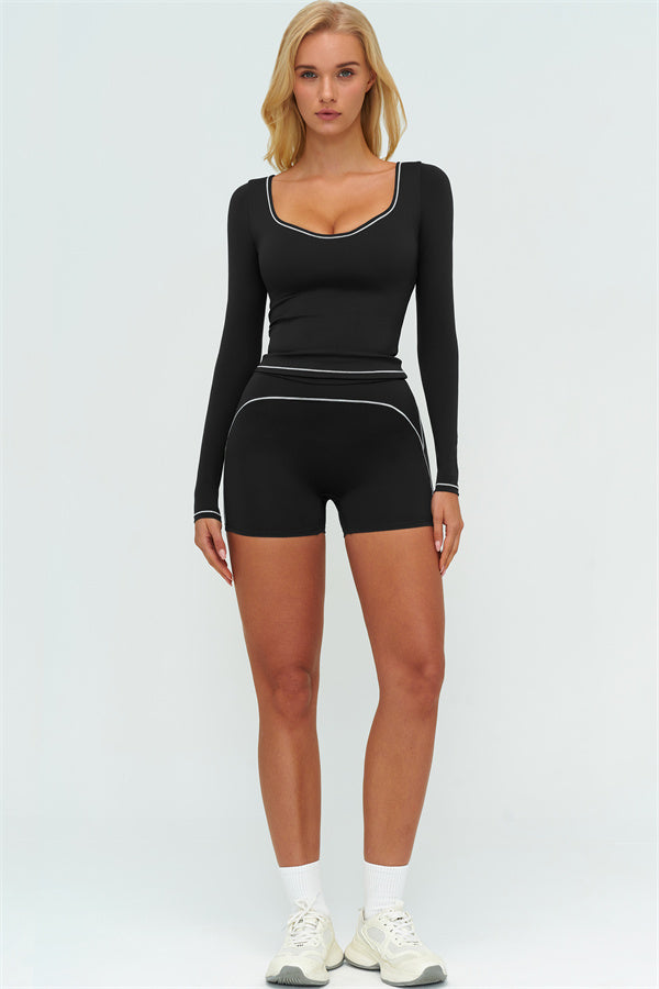 The Amara Long Sleeve T-shirt Shorts 2-Piece Set