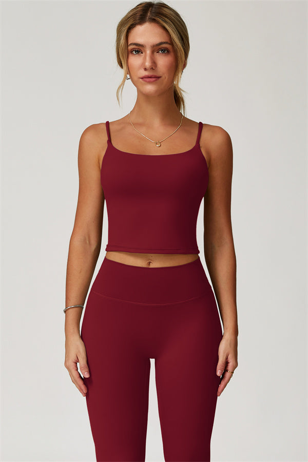 The Agile Crop Top Leggings 2-Piece Set Burgundy