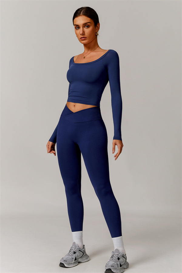 The Vivid Long Sleeve Crop Top Leggings 2-Piece Set