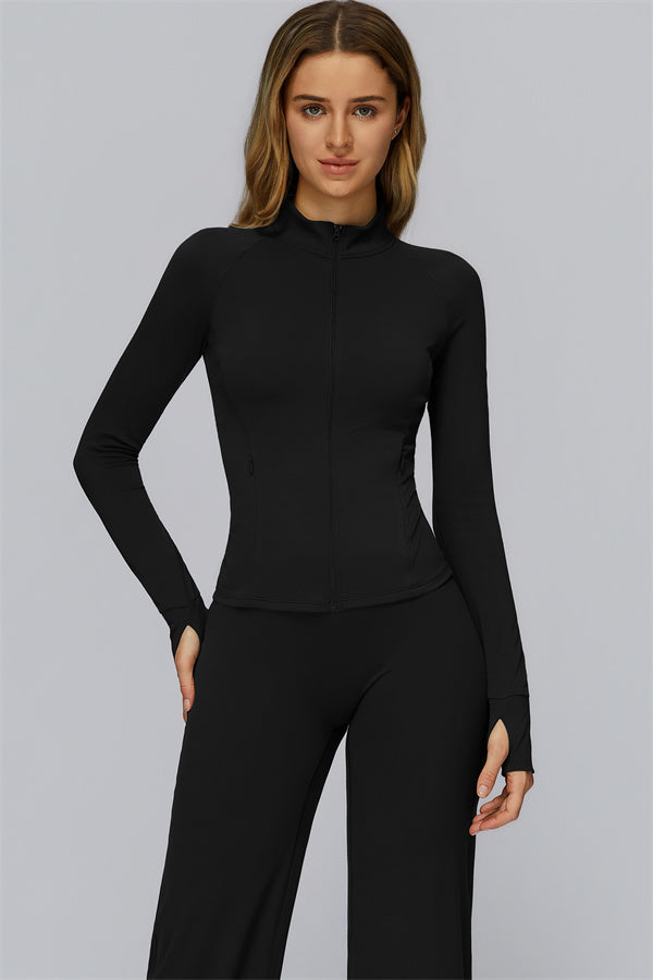 The FlexCore Pure Zip Jacket Flared Leggings 2-Piece Set Black