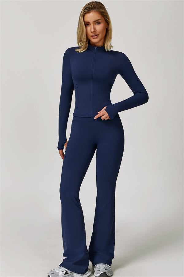 The Refresh Jacket Sports Bra Flared Leggings 3-Piece Set