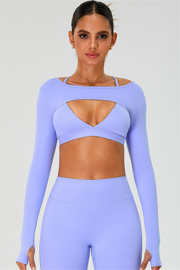 The Ember Sports Bra Crop Top Flared Leggings 3-Piece Set
