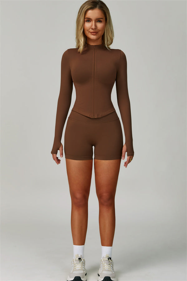 The Empower Jacket Sports Bra Shorts 3-Piece Set