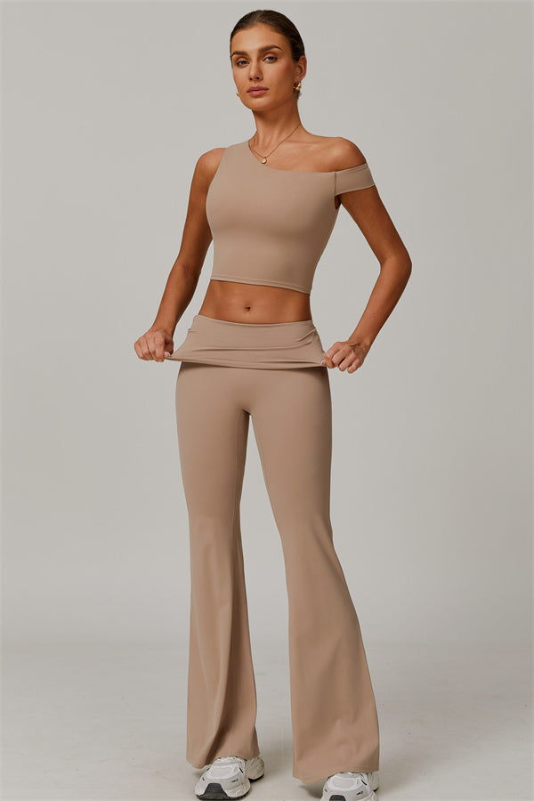 The Pearl Crop Top Flared Leggings 2-Piece Set