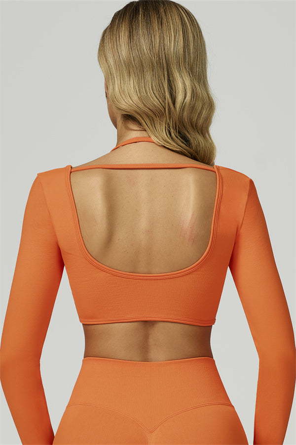 The Prime Long Sleeve Crop Top Orange
