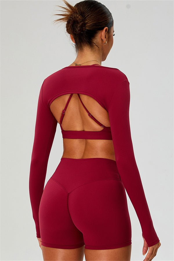 The Ember Sports Bra Crop Top Shorts 3-Piece Set