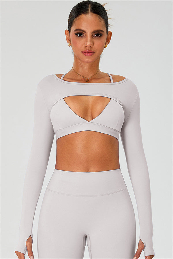 The Ember Sports Bra Crop Top Flared Leggings 3-Piece Set