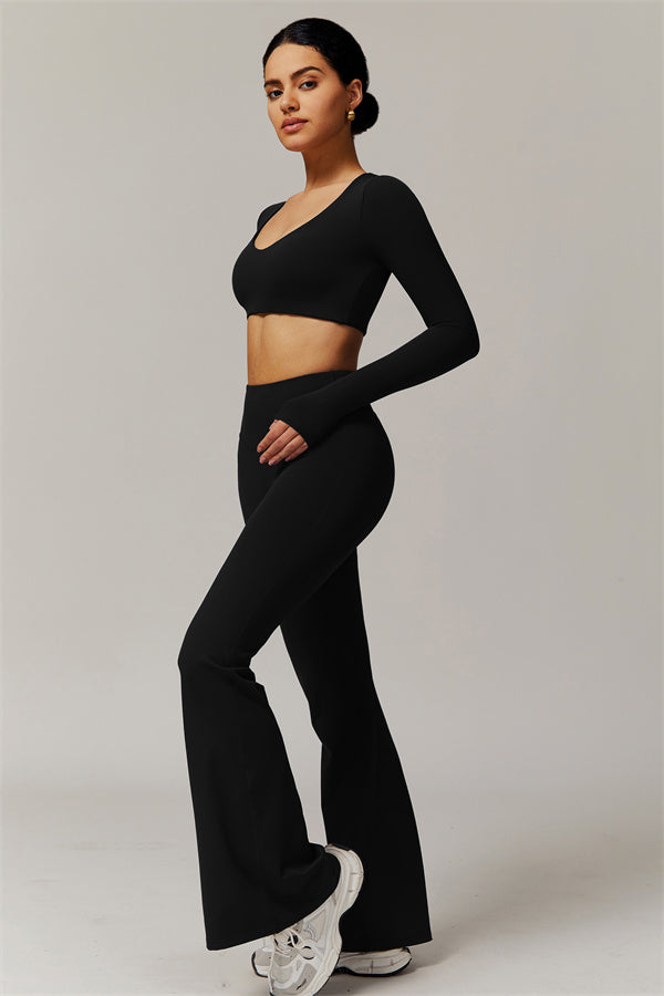 The Delicate Long Sleeve T-shirt Flared Leggings 2-Piece Set
