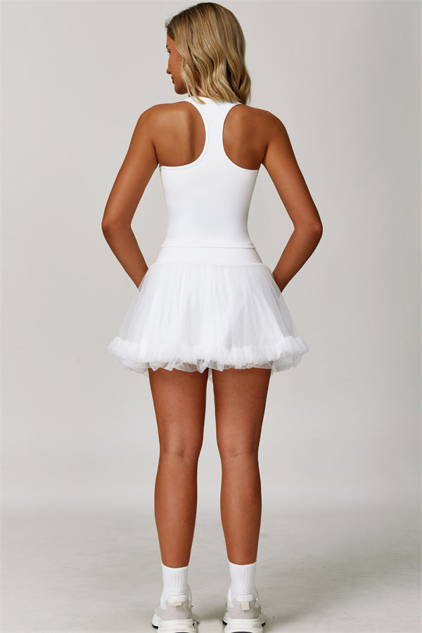 The Dynamic Crop Top Mesh Tennis Skirt 2-Piece Set