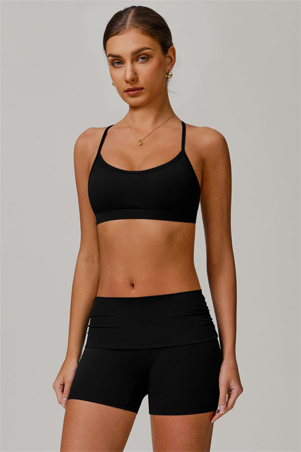 The Juno Star Sports Bra Shorts 2-Piece Set Black