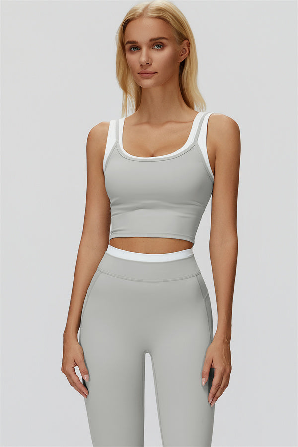 The Canyon Crop Tank Leggings 2-Piece Set Light Grey