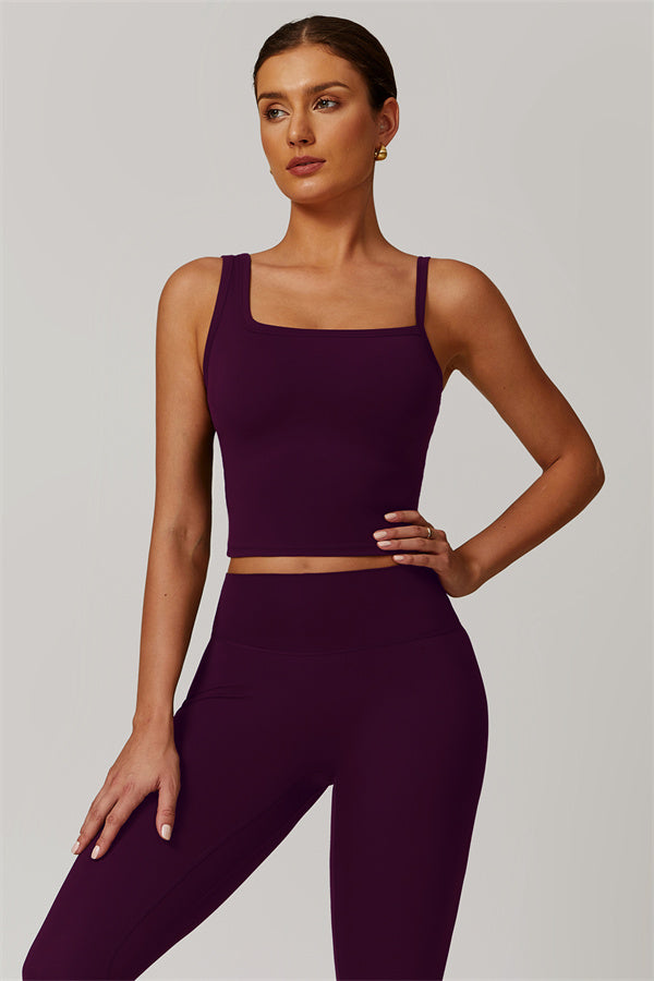 The Flourish Crop Top Leggings 2-Piece Set Plum Purple