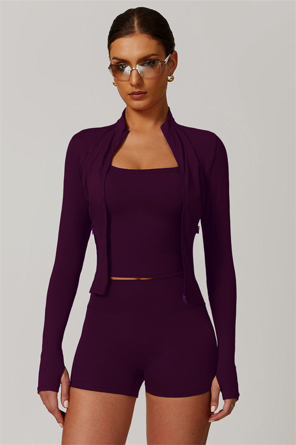 The Flourish Jacket Shorts 2-Piece Set Plum Purple
