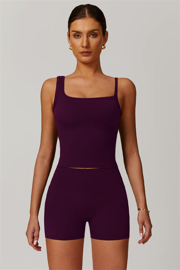 The Flourish Crop Top Shorts 2-Piece Set Plum Purple