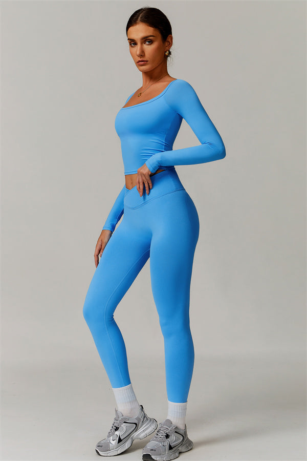 The Vivid Long Sleeve Crop Top Leggings 2-Piece Set