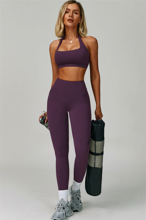 The Bold Halter Sports Bra Leggings 2-Piece Set Matterhorn