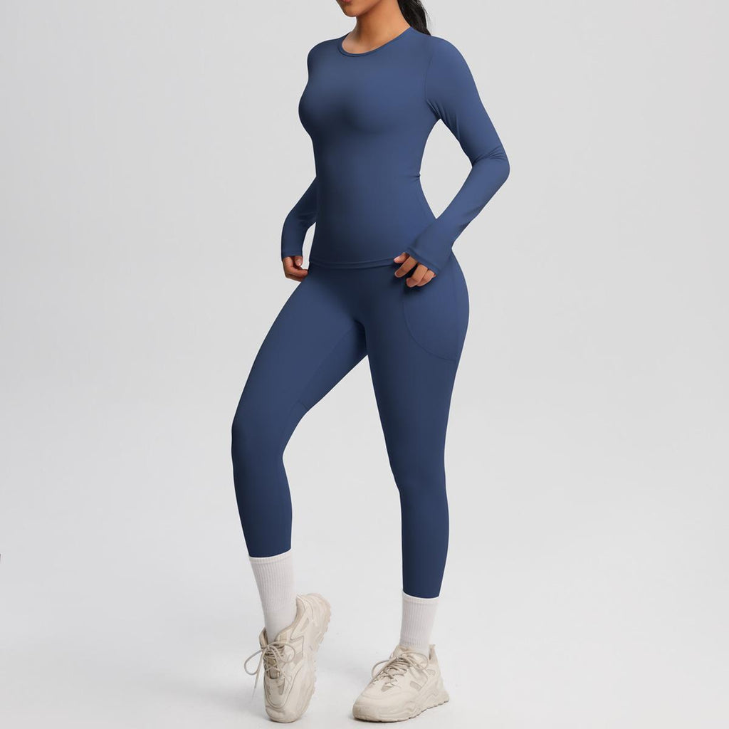 Pilates Princess Longsleeve Top & Leggings Set Deep blue