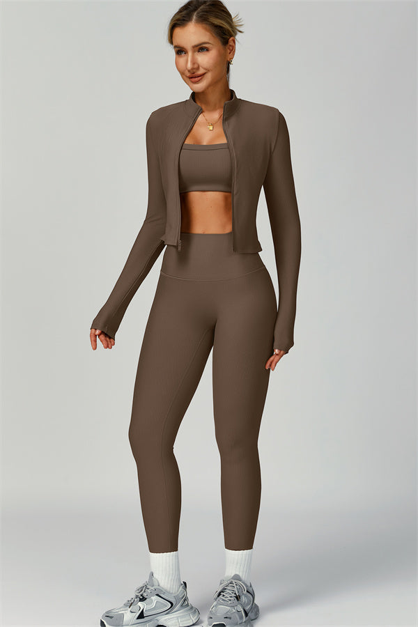 The Burst Jacket Sports Bra Leggings 3-Piece Set