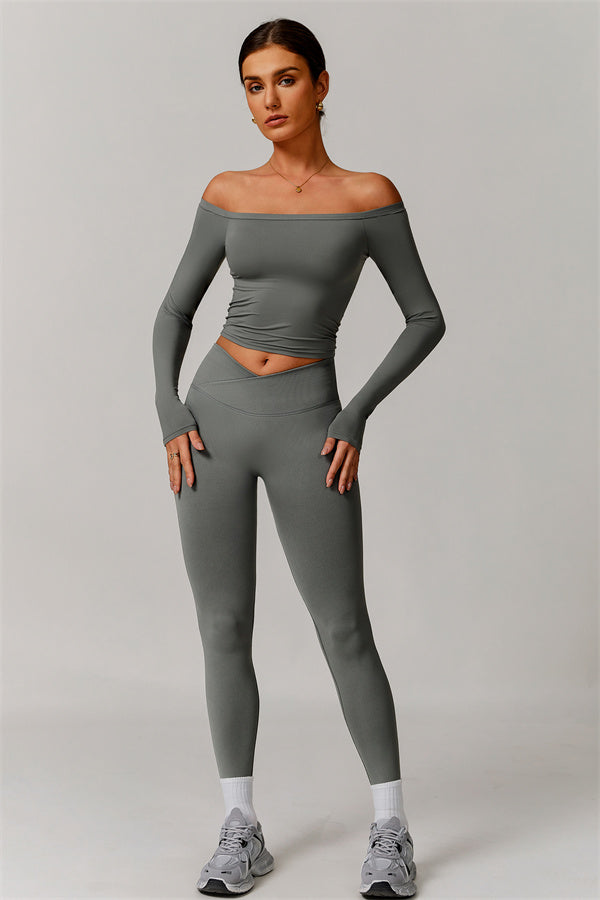 The Vivid Long Sleeve Crop Top Leggings 2-Piece Set